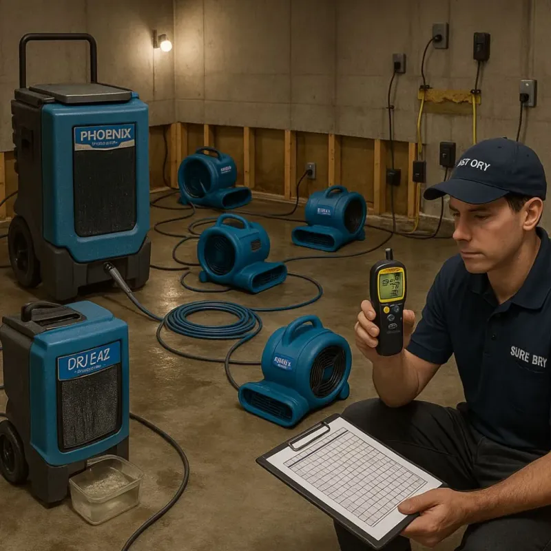 Structural Drying and Dehumidification process in East Hartford, CT
